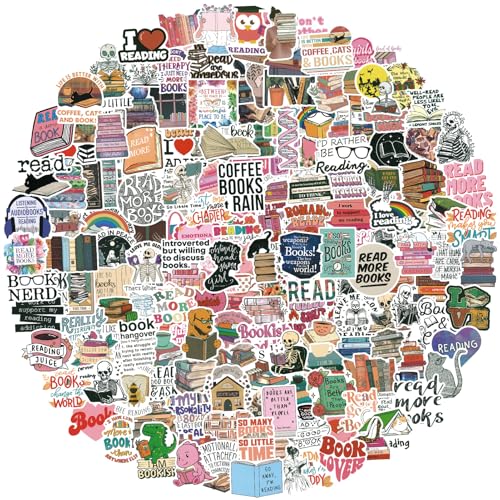 200pcs Book Stickers for Kindle, Inspirational Bookish Reading Sticker Pack for Readers, Waterproof Booktok Vinyl Decals for Water Bottle, Laptop, Ebook, Scrapbook, Journal