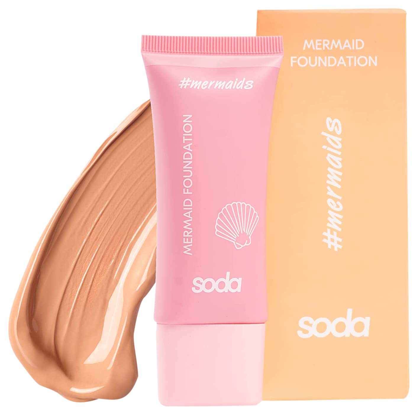 Soda Full Coverage Foundation. Natural Glow Finish For Light Skin Tone With Pink Undertones. #Mermaids -Peach Tea