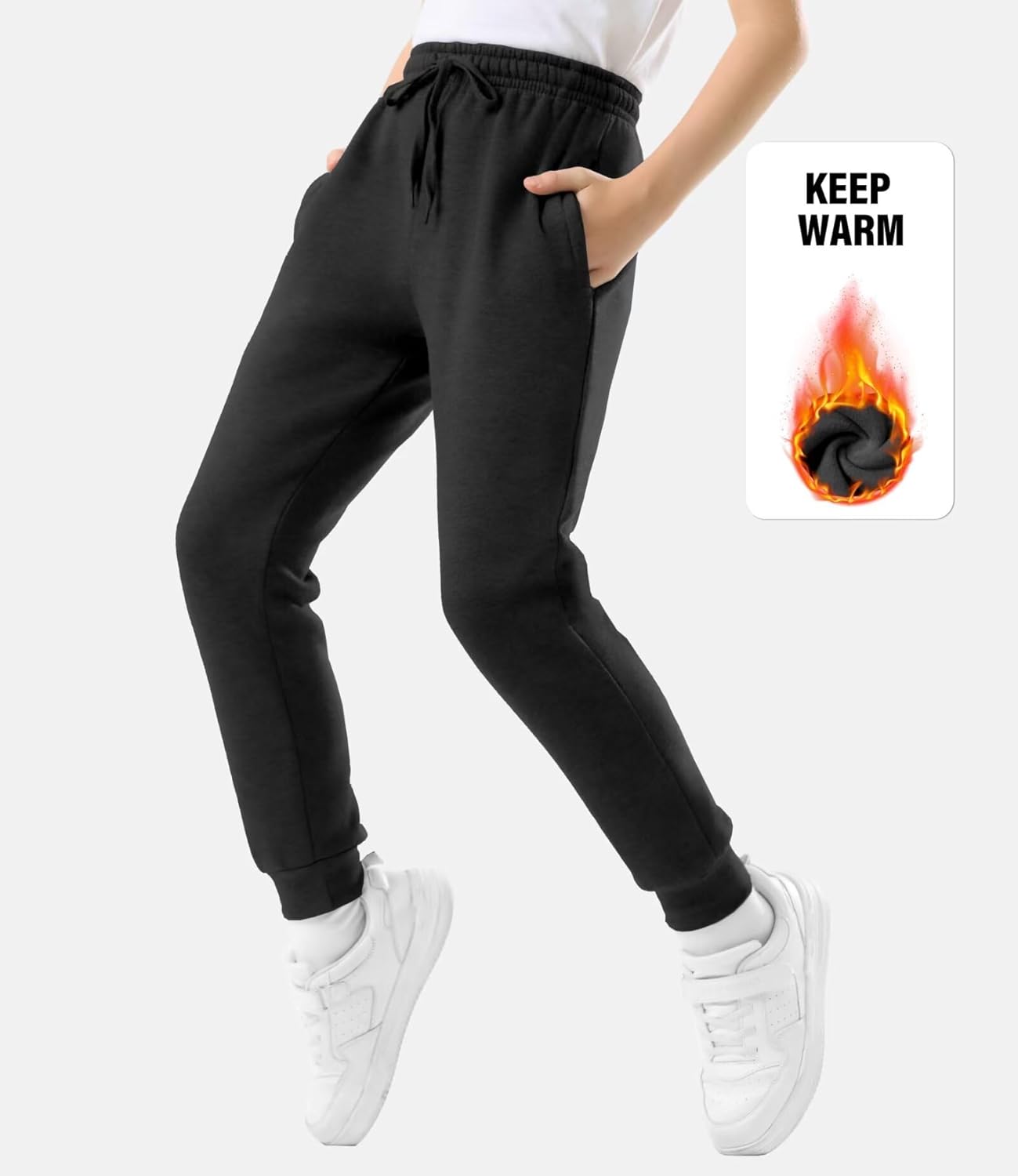 Rolimaka 4 Pcs Boys Sweatpants Soft Fleece Lined Youth Basic Athletic Jogger Pants with Pockets Trousers for Boys