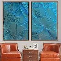 2 Piece Framed Canvas Wall Art Repeated Line Canvas Prints Home Artwork Decoration for Living Room,Bedroom - 16