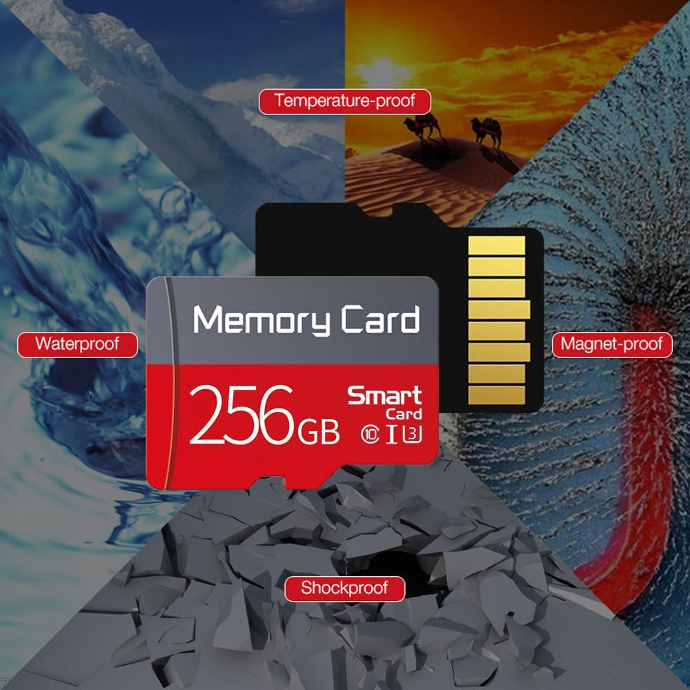 256GB TF Memory Card, Class 10 UHS-I Ultra High Speed SD Card TF Card with SD Adapter
