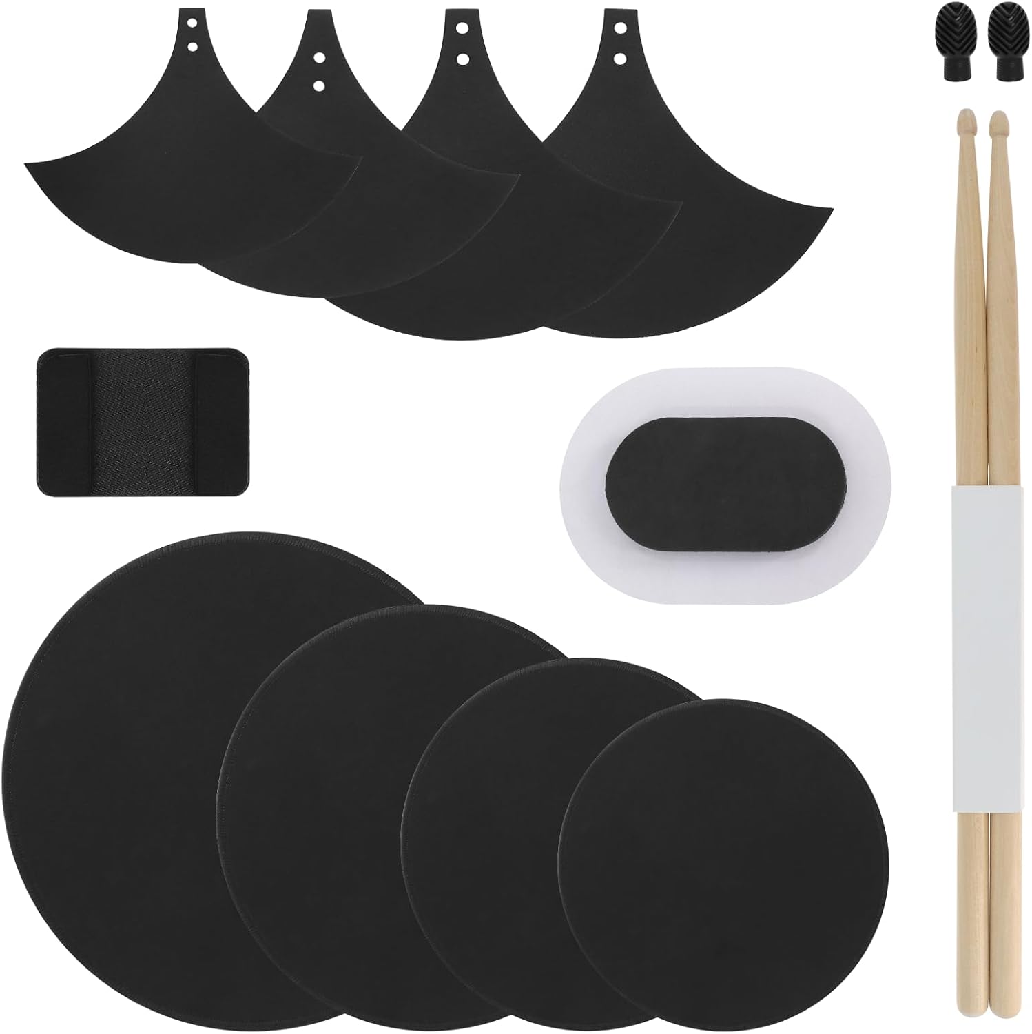 12-Piece Drum Mute Pads Set – Foam Drum Silencer Pads for 10 12 14 16 Inch Drums with Cymbal Mufflers and Hi-Hat Pad – Noise Reducing Practice Pads for Acoustic & Electric Drum Kits