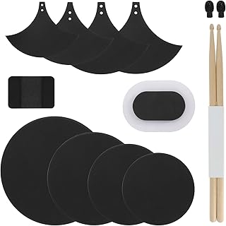 12-Piece Drum Mute Pads Set - Foam Drum Silencer Pads for 10 12 14 16 Inch Drums with Cymbal Mufflers and Hi-Hat Pad - Noise Reducing Practice Pads for Acoustic & Electric Drum Kits