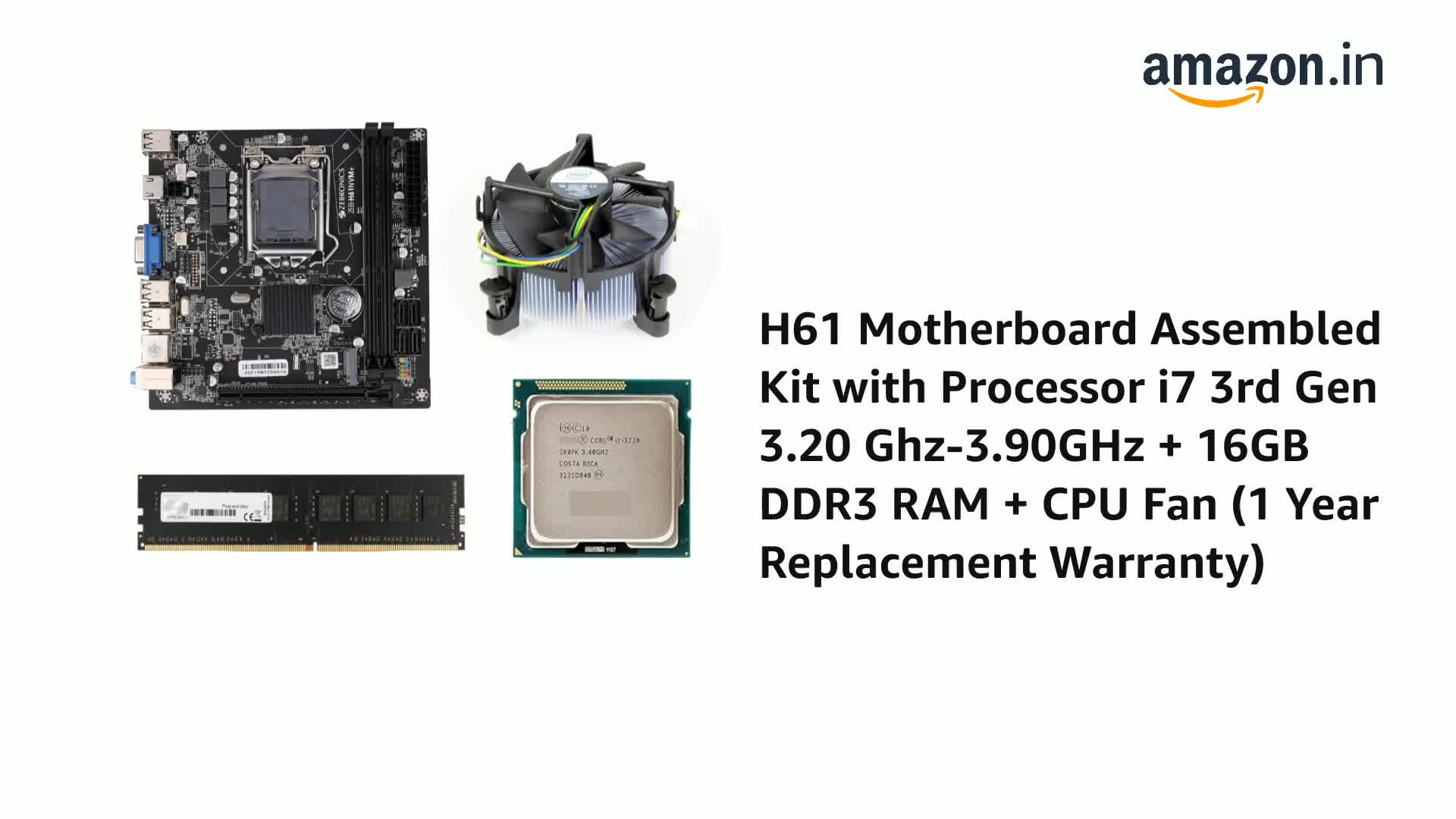 H61 Motherboard Combo Kit with Core i7 3rd Gen Processor