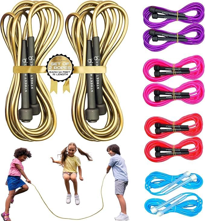 Miniatura 6 de Royalty - Cuerdas de salto holandesas dobles (juego de 2), longitud perfecta de 14 pies, sin enredos, peso pesado, sin necesidad de doblar, para