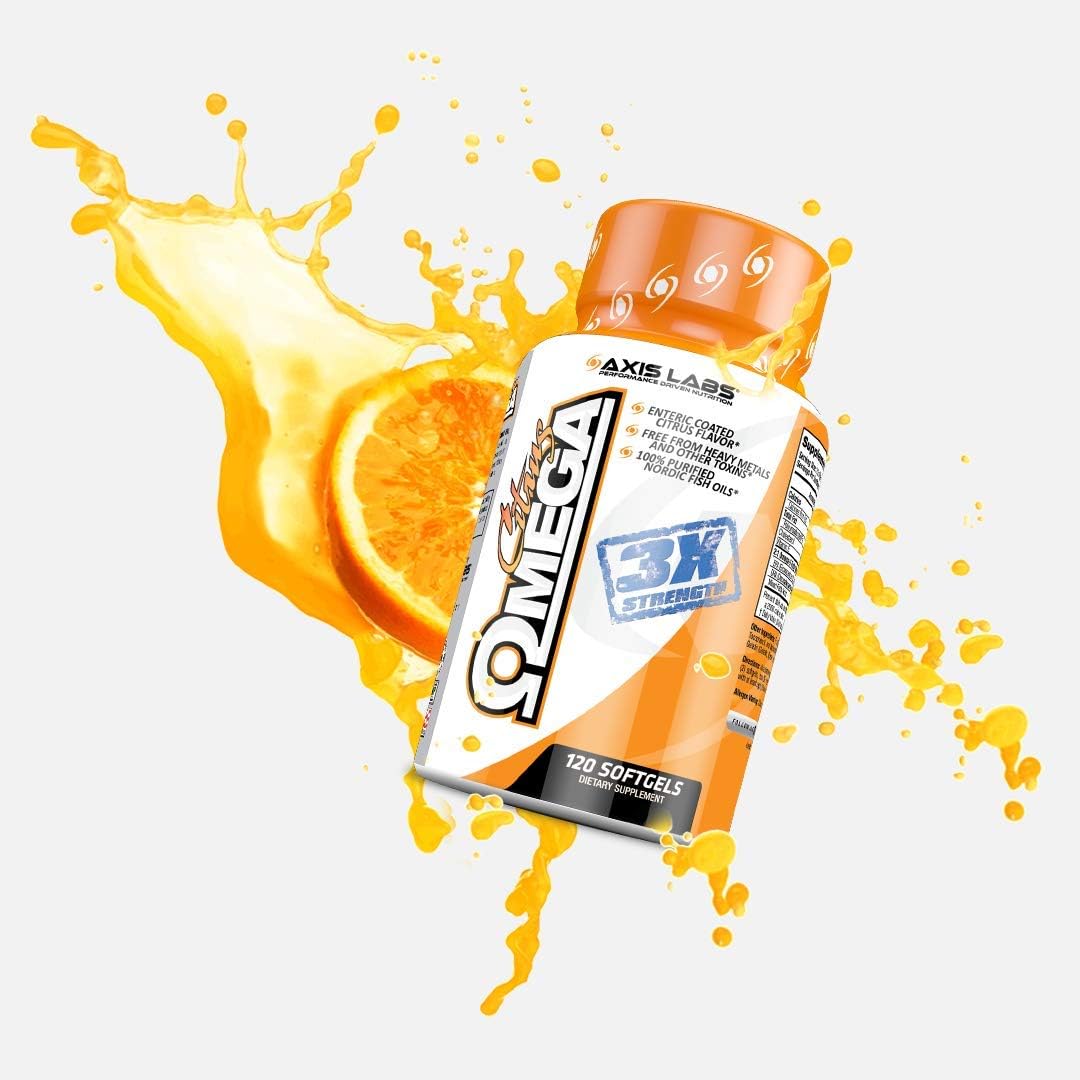 Axis Labs | Purified Omega Fish Oil | Mineral Supplement | Essential Brain Support | 120 Soft Gel Capsules | Citrus Flavored