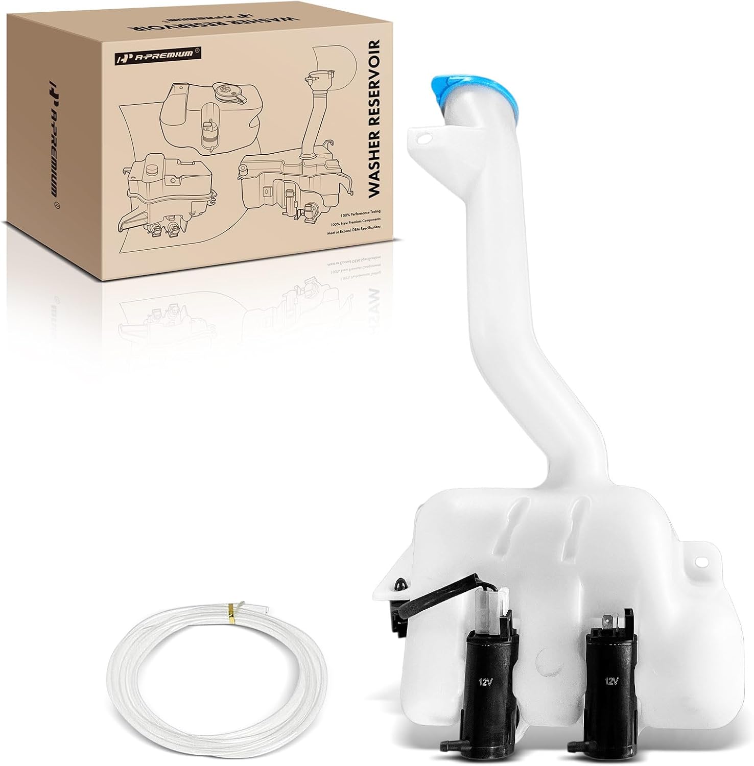 A-Premium Windshield Washer Reservoir Tank Assembly Compatible with Honda Odyssey 1999-2004 - with Cap & Washer Pump