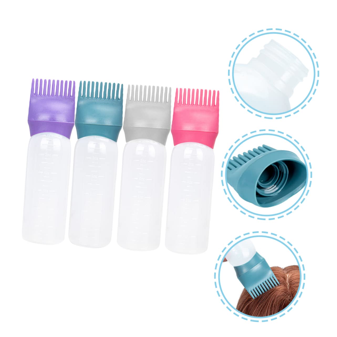 Hair Dye Applicator Bottles 120ml PP Root Comb Set 4pcs