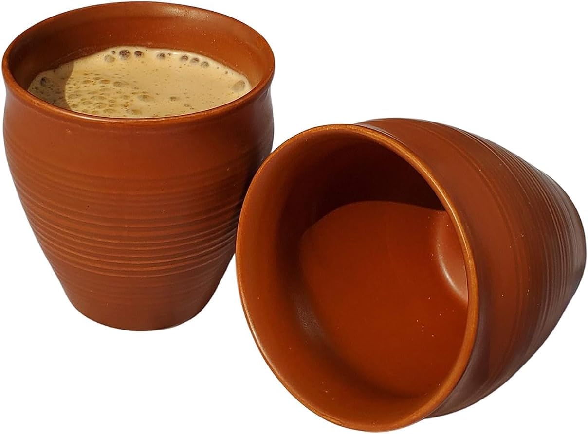 Kullad Cup Clay Kullad Terracotta/Tea Kulhad Coffee Mugs - 4 Pieces Brown (Set of 4)