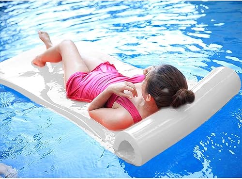 Miniatura 6 de California Sun Flotador de piscina sumergido en vinilo de lujo con almohada incorporada, tumbona de espuma suave de celda cerrada para adultos,