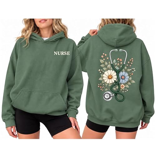 Nurse Sweatshirt for Women Floral Stethoscope Crewneck Nurse Hoodie RN