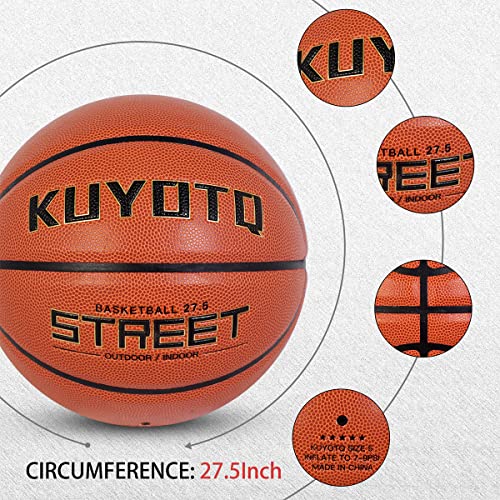 Kuyotq Kids/Youth Basketball Leather 27.5" Size 5 Indoor Outdoor Boys Premium Composite Leather Small Basketball Teen Boys Girls Game Ball Gift Basketball(Deflated) #TOP6