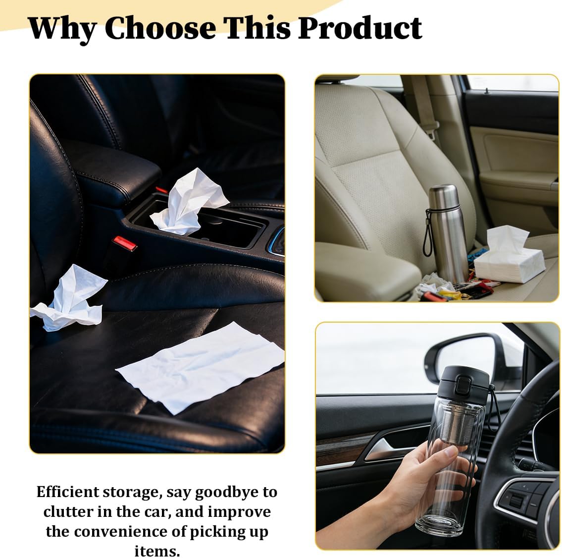 Osilly Car Handbag Holder Between Seats, Leather Vehicle Headrest Hanging Storage Bag, Large Capacity Automotive Interior Organizer Accessories for Phone Document Pouch, Universal Fit (Brown)