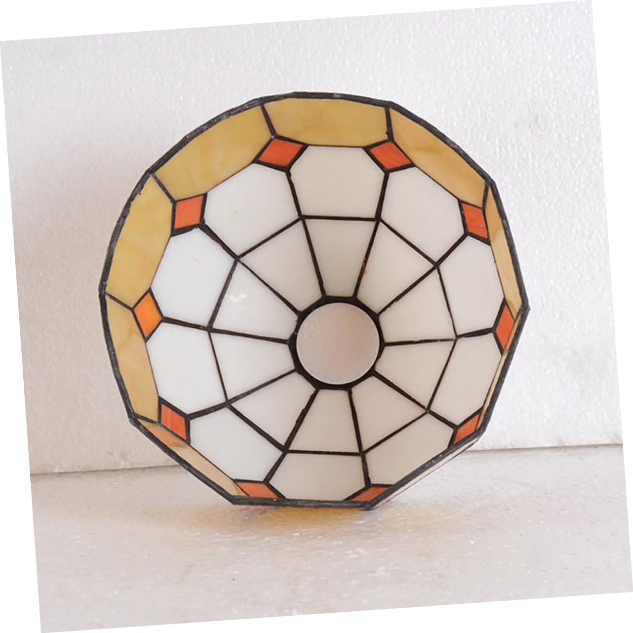 POPETPOP Retro Style Glass Lamp Shade Ceiling and Wall Light Cover Yellow Stained Glass Lampshade for Bedroom Lighting