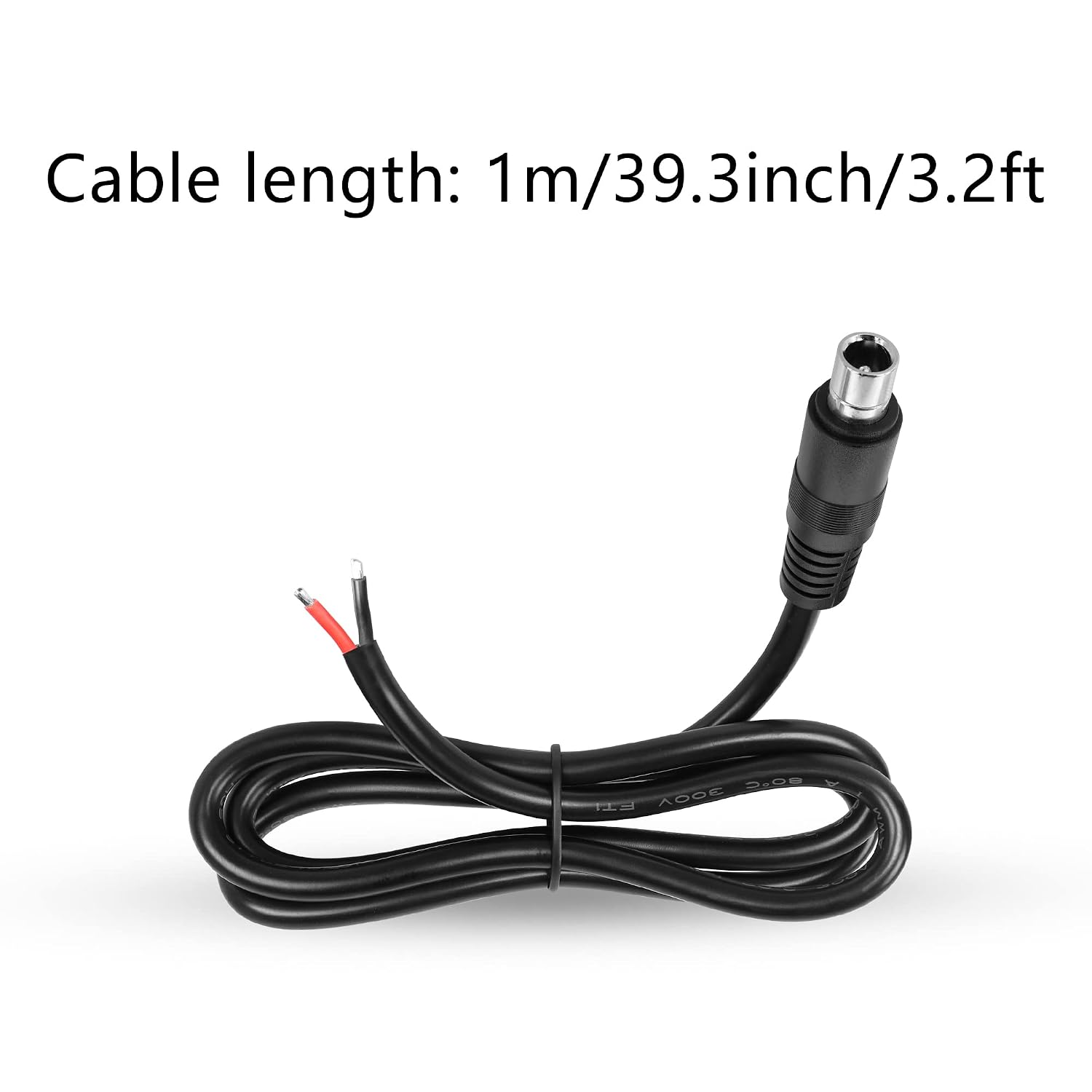 GINTOOYUN 2 PCS DC8020 Connector Pigtail Cable, DC 8.0MM x 2.0MM Male Plug to Bare Wire Open End Power Cable, 1m, for Portable Power Station