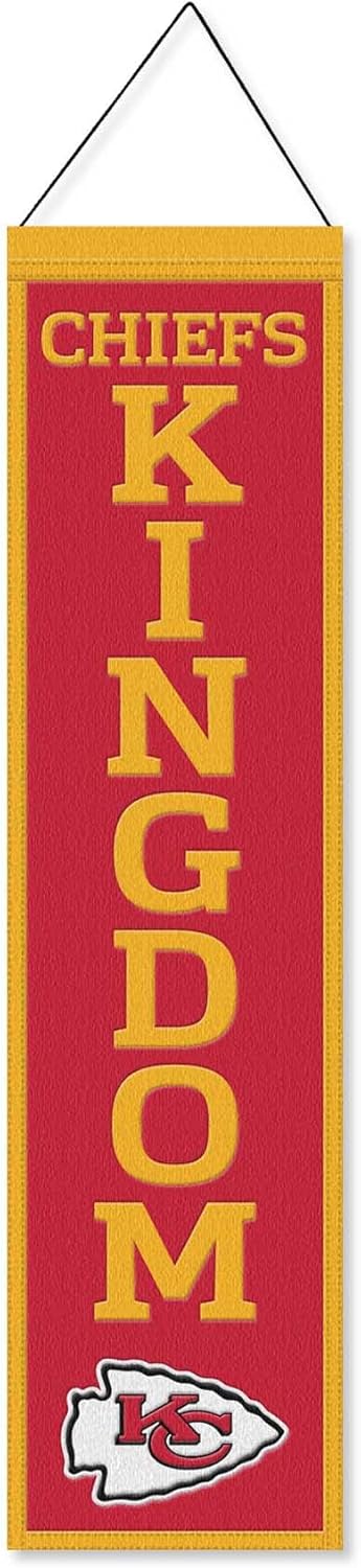 WinCraft Kansas City Chiefs Chief's Kingdom 8x32 Inch Vertical Wool Embroidered Hanging Banner