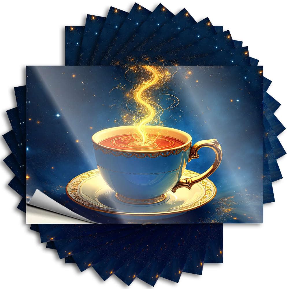 A Magical Cup of Tea with Glowing Steam Against A Starry Night Sky. Helmet Vintage - Man Cave Decor Saying Self Adhesive Sticker(8X12CM)