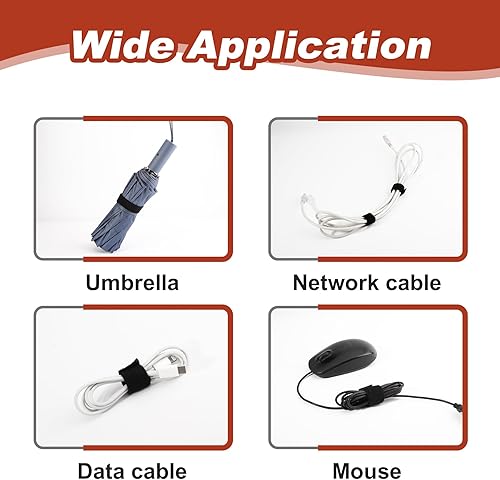 Miniatura 2 de Correas de gancho y bucle, correas de cable de sujeción reutilizables de 3/4 pulgadas x 82 pies, bridas cortadas a longitud, rollo de doble cara