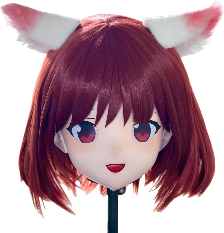 (AK077) Customize Character Crossdressing Full Head With Lock Anime Cosplay Japanese Animego Kigurumi Mask