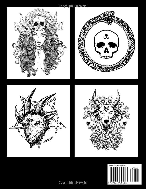 Vista 2 de Satanic Coloring Book Baphomet, Ouroboros, Lucifer, Black Goat, Witches, Antichrist, Demons and more