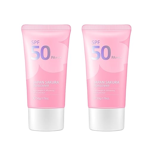 Sakura Sunscreen SPF50+ PA +++, Crema hidratante de protección solar, protector solar facial y corporal, transpirable, no graso, perfecto protector