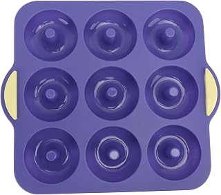 flexman Silicone Donut Props, Heat Resistant Non Stick Silicone Doughnut Panbakes 9 at a Time, Can Bake Bake Delicious Donuts, Bagels, Cupcakes for Microwave Oven Refrigerator (Blue)