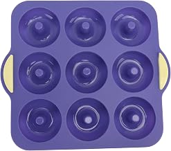 Moldes de silicone para donuts, 9 cavidades, assadeira, antiaderente, para fazer donuts, biscoitos, muffins de chocolate, cubos de gelo (azul royal)