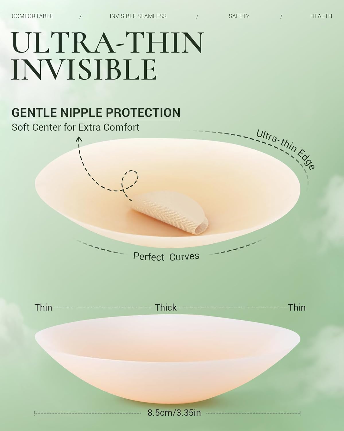 2 Pairs Silicone Nipple Covers for Women Reusable Adhesive Pasties - Invisible Waterproof Seamless Sticky Bra Nude - Image 4