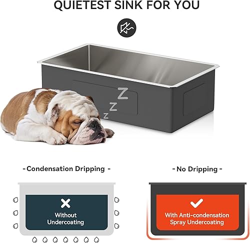 Miniatura 8 de Lordear Fregadero de cocina de 36 pulgadas de calibre 16 de acero inoxidable grande bajo encimera, fregadero de cocina profundo de 36 x 19 x 10