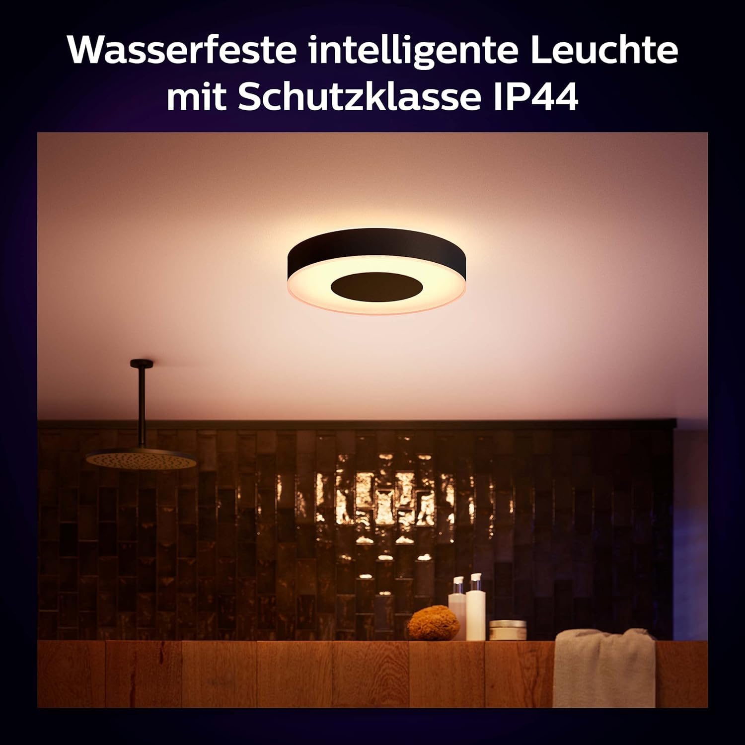 PHILIPS Hue White & Col. Amb. Xamento Deckenleuchte, schwarz, 16 Mio. Farben, dimmbar, steuerbar via App, kompatibel mit Amazon Alexa (Echo, Echo Dot)
