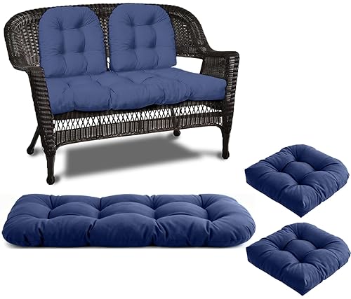 Wicker Chair Cushions 3 Piece Set, Waterproof Outdoor Cushions for
