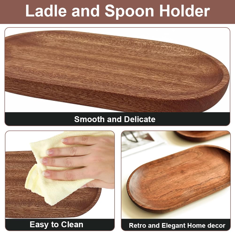 Porte-Cuillère Cuisine en Bois Rétro Naturel, Porte-Ustensiles pour Comptoir Spatules Cuillères