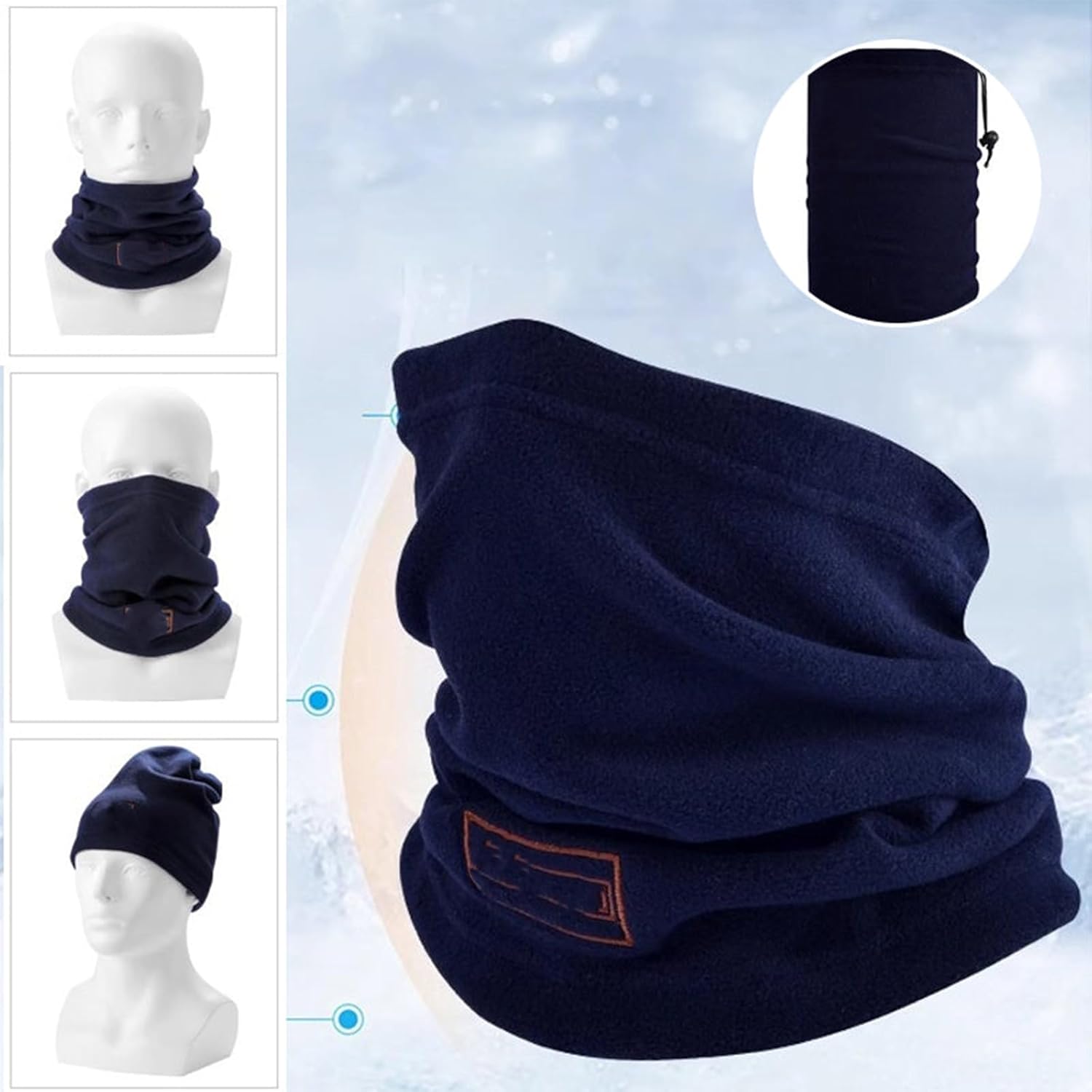 3 in 1 Beanie Hat for Men, Men's Balaclavas Windproof Beanie with Scarf and Mask, 3 in 1 Cold Proof Winter Hat