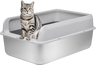 Kichwit Extra Large Stainless Steel Cat Litter Box with High Sides | Easy to Clean, Smooth Surface, Rust Resistant, 23.6" x 15.7" x 10" (with Lid)