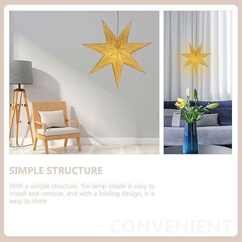 Miniatura 6 de BESPORTBLE Pantalla de lámpara de linterna de estrella de papel, pantalla plegable de 7 puntos para colgar decoración de Navidad, luz para el hogar