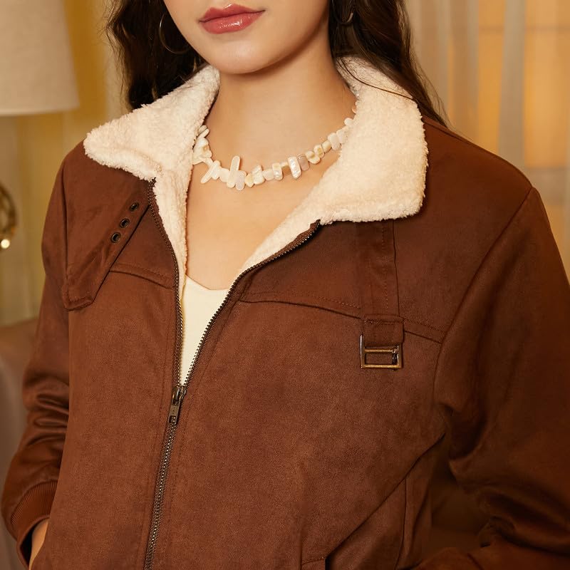 Image of PINACOLADA Women's Fleece-Lined Biker Jacket for Casual Wear | Spread Collar | Long Sleeve | Zipper Closure | Jacket Crafted with Comfort Fit for Everyday Wear