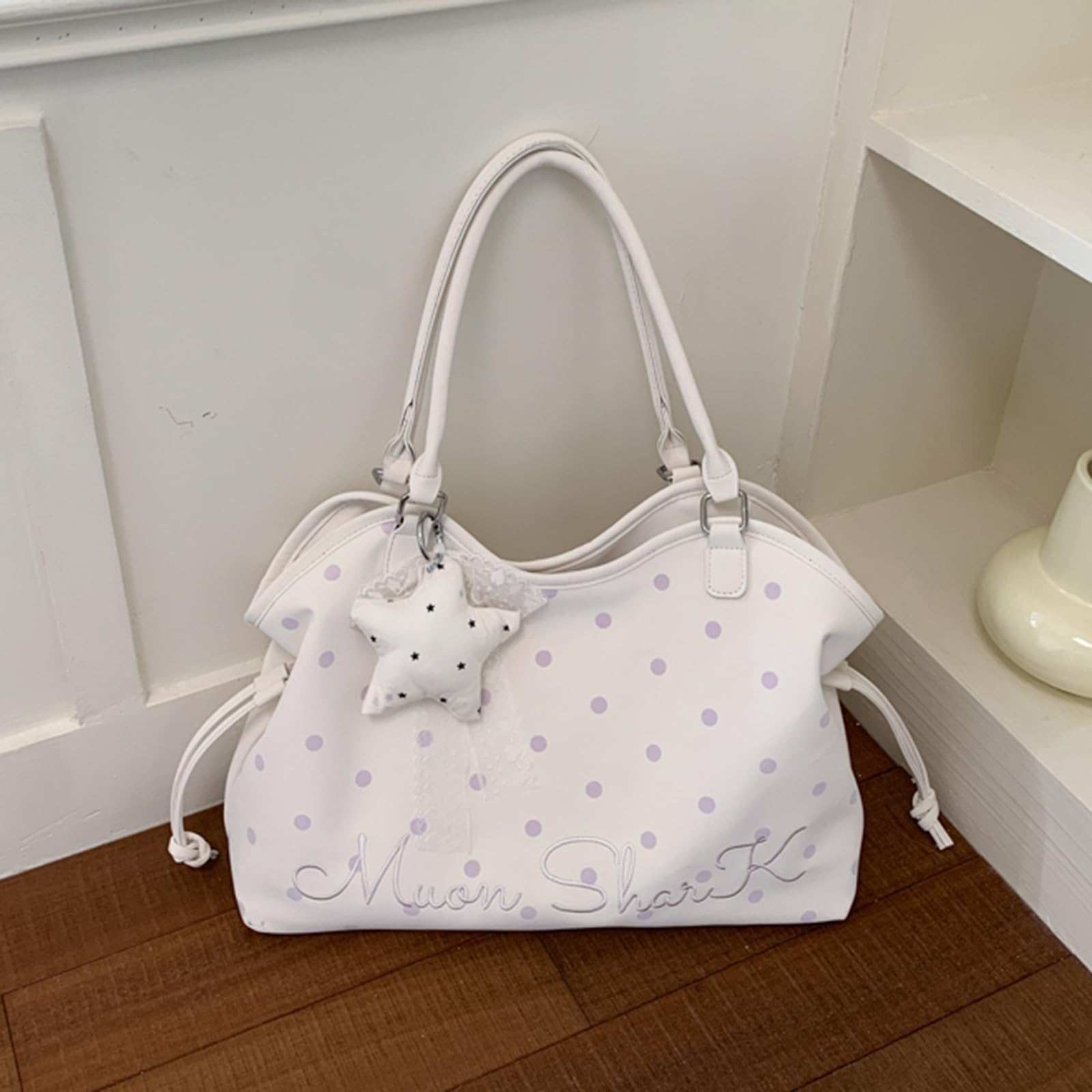 Bolso de mano de piel sintética con lunares para mujer, bolso de hombro multicolor, gran capacidad, casual, para el trabajo y ocio