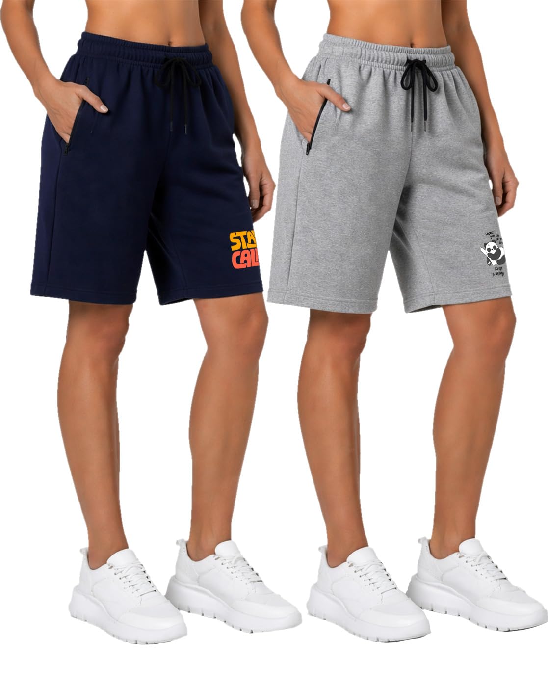 buy that trendz Womens Exhale Printed Cotton Zipped Pockets Knee Length Casual Shorts Combo for Women Pack of 2 (S-4XL)-picture-24