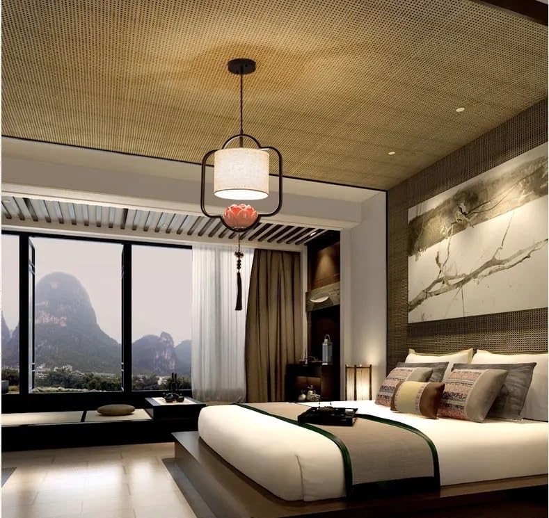Lustre chinois en tissu pour éclairage de restaurant et hôtel