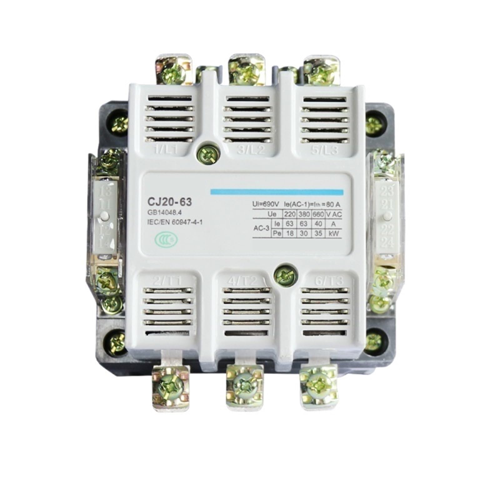 FPJQOBJC AC Contactor CJ20-63 63A 220V 380V Contactor 2 Open 2 Closed Auxiliary Contacts