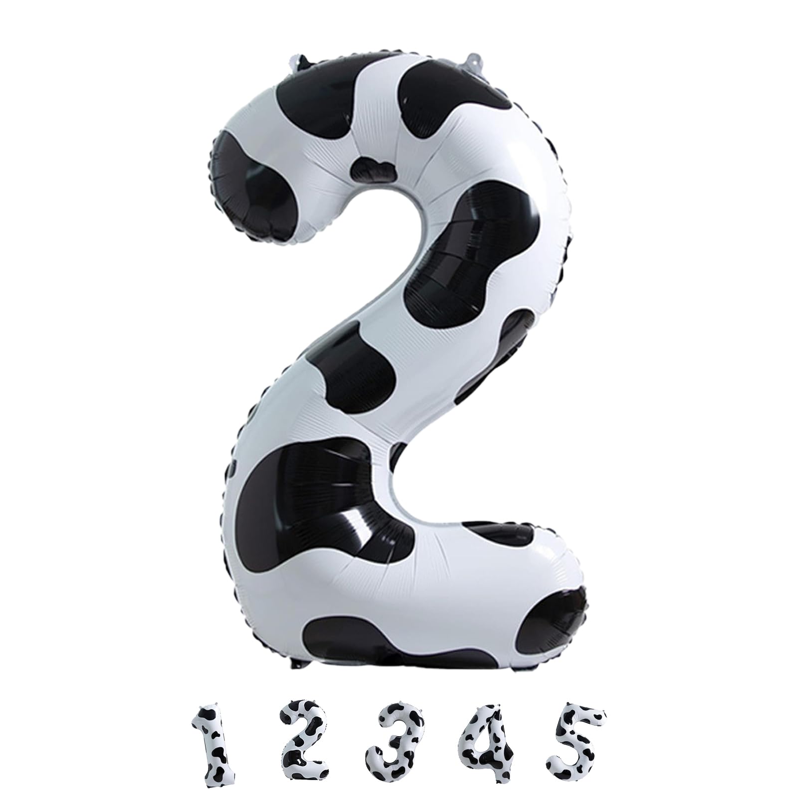 Kuh Deko Luftballon 2, 40 Zoll Helium Zahl 2 Luftballon Kinder Geburtstagsdeko, Folienballons Riesen Zahlen Ballon 2 für Mädchen Jungen Bauernhof Tierthema 2. Geburtstag Cowgirl Cowboy Party Deko