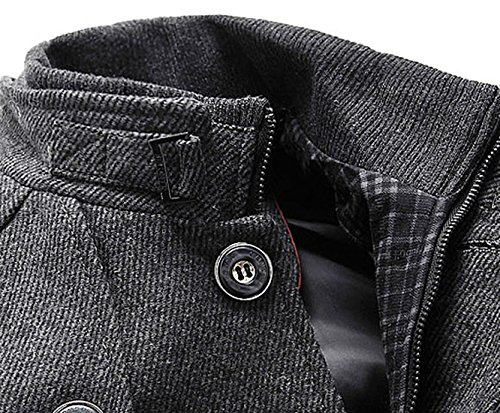 chouyatou Men's Winter Stylish Wool Blend Single Breasted Military Peacoat (Medium, Gray)