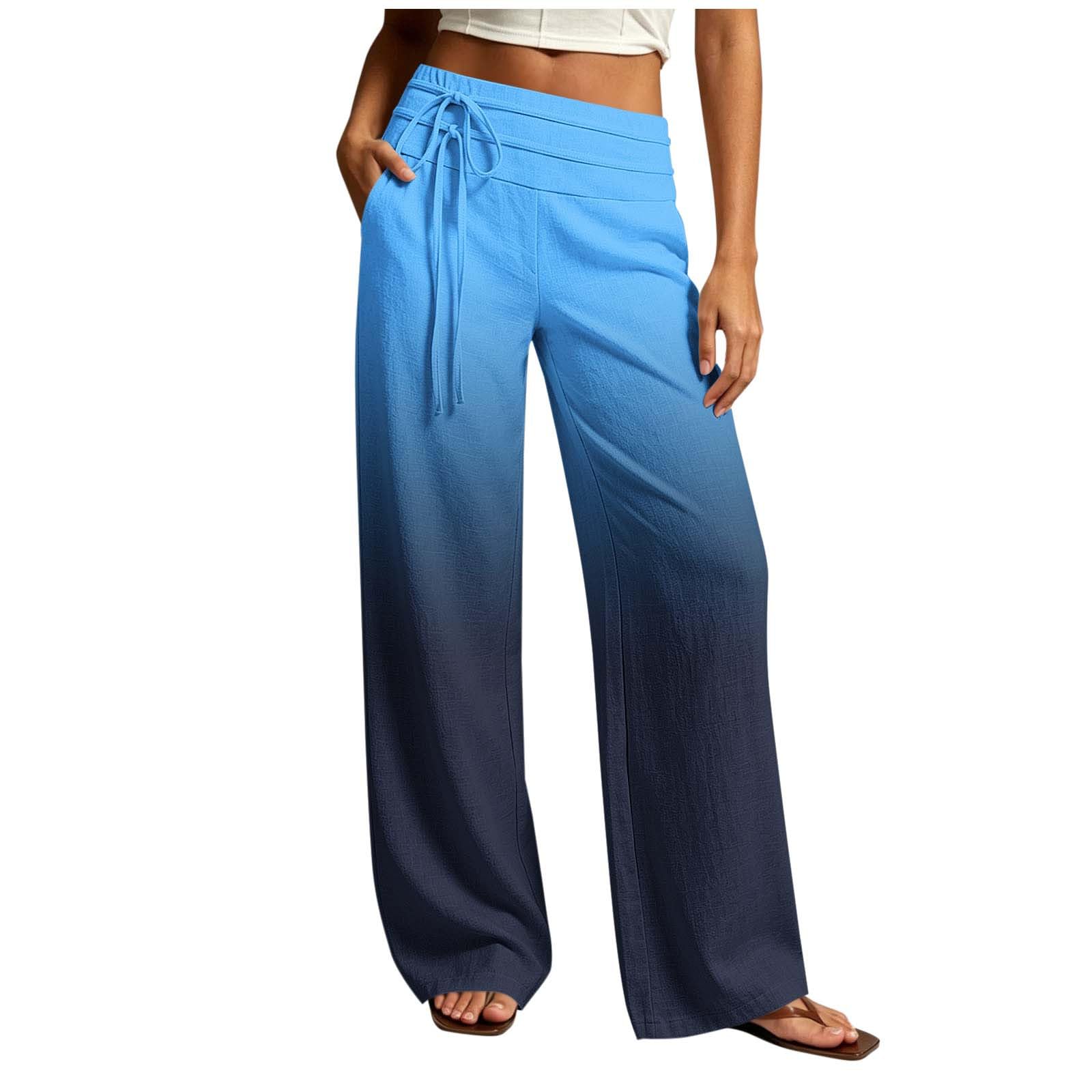 Générique Pantalon Large À Motif Dégradé pour Femme avec Taille Élastique Et Cordon - Pantalons Décontracté Style Ombré, Unicolore, Idéal comme Pantalon D'Été pour Le Quotidien Et Les Sorties.