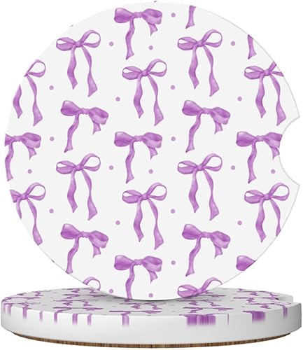 Miniatura 24 de Posavasos florales verdes y blancos para portavasos de automóvil, paquete de 2 posavasos para automóvil, posavasos absorbentes de cerámica con