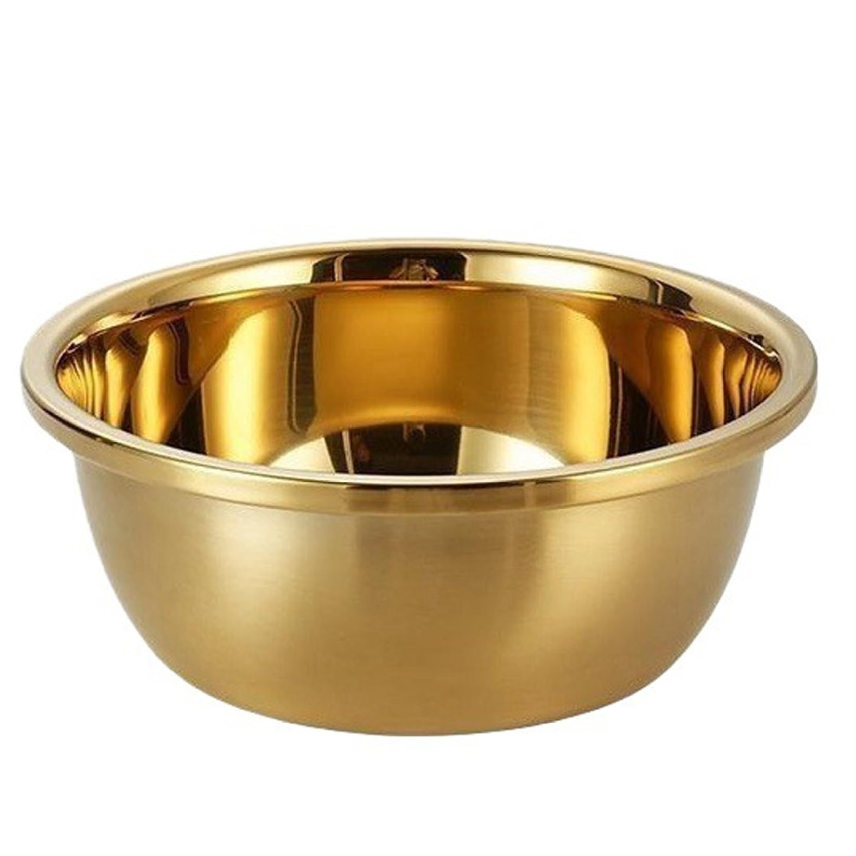 Bol mélangeur en acier inoxydable de 32 cm en métal épais poli miroir doré résistant