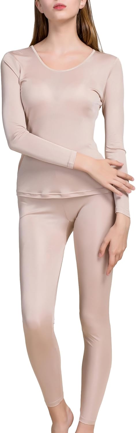 Grenasasilk Womens Silk Long Underwear Mulberry-silk Long Johns Thermal Underwear Sets Cold Weather Base Layer - Image 2