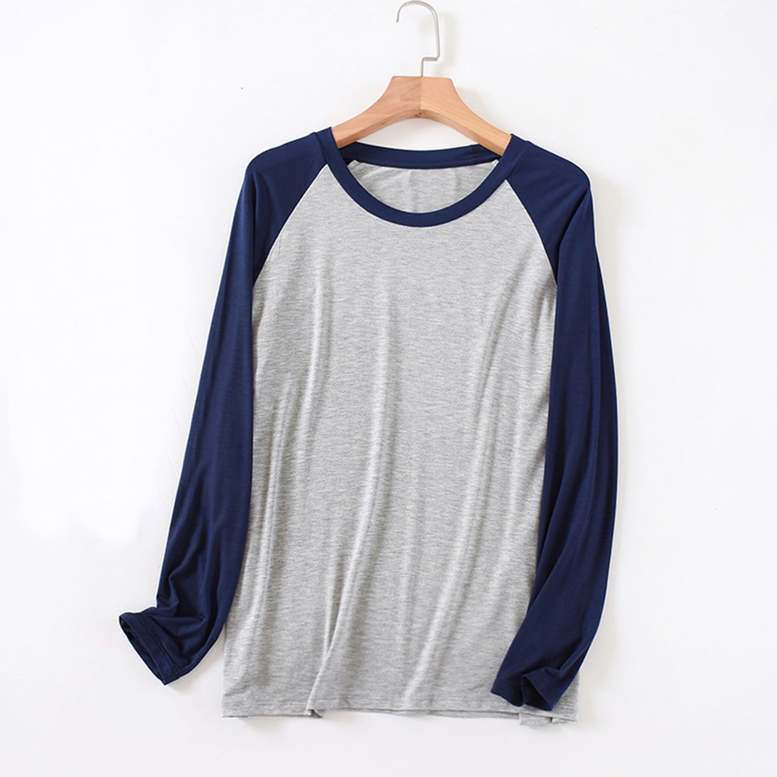 Pyjama pour homme - Coupe droite - Manches longues - Coton - Léger - Respirant - T-shirt de loisirs - Coupe ajustée - T-shirt d'entraînement - Séchage rapide
