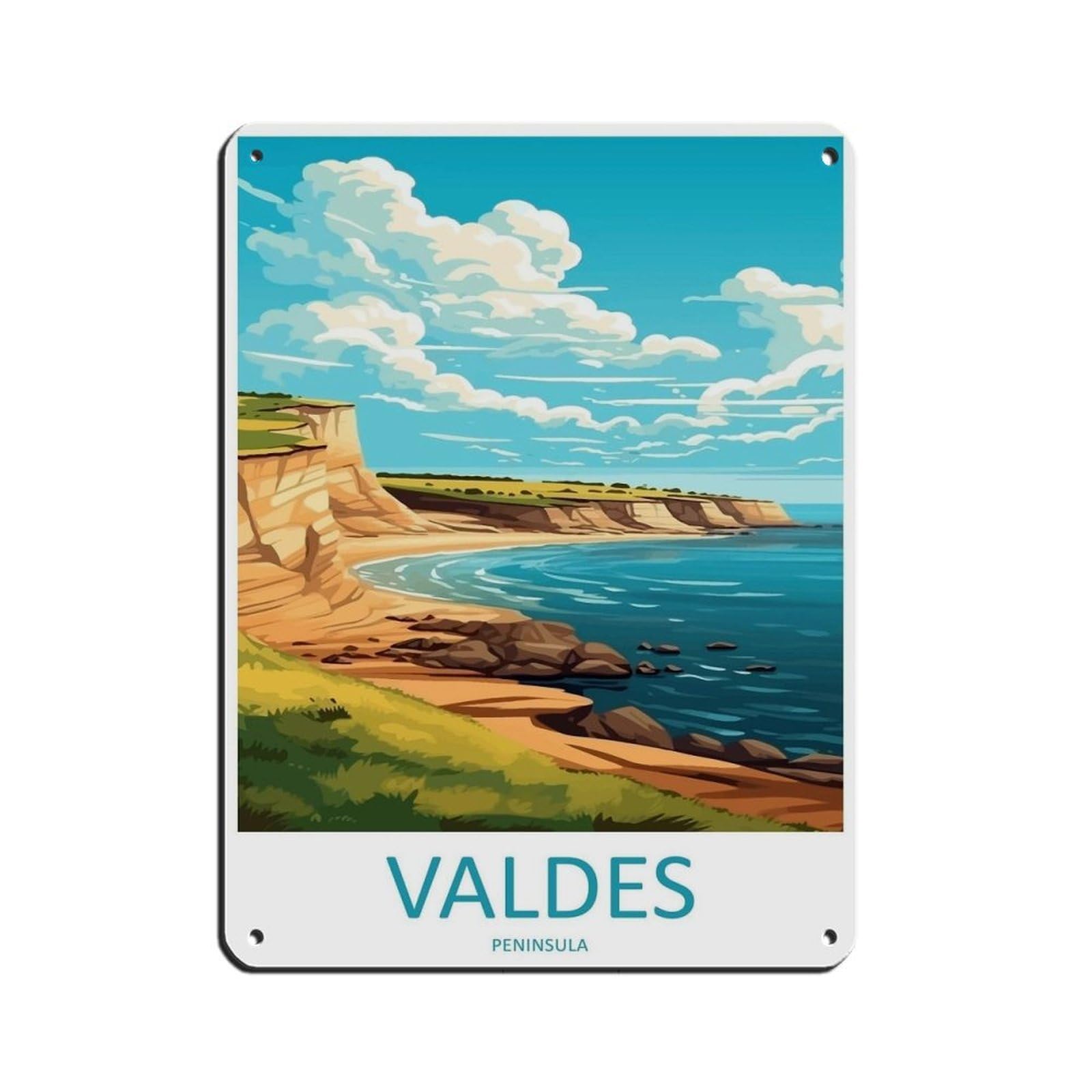 Valdes Peninsula Travel Art Argentina Tin Sign Vintage Metal Pub Club Cafe Bar Home Wall Art Decoration Poster Retro 12x16inch(30x40cm)