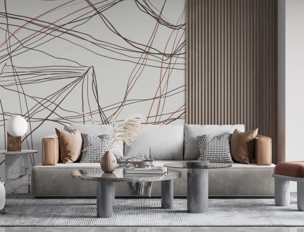 Papier peint intissé lignes abstraites géant 350x256 cm pour mur de salon