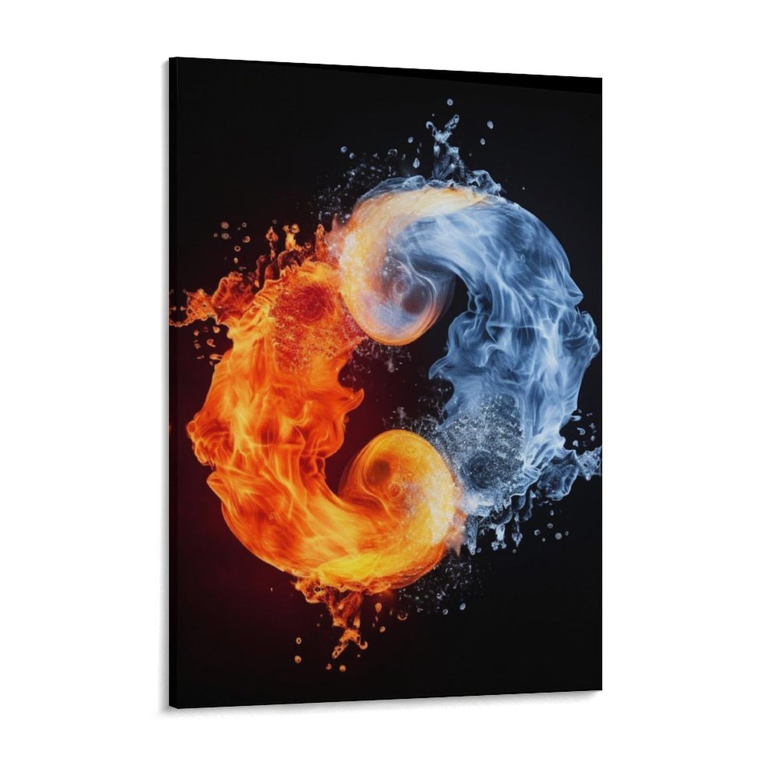 NTVOWPZO Yin Yang Fire Water Canvas Wall Art for Bedroom 12x16inch Canvas Prints Artwork for Walls Modern Picture Artwork Painting for Living Room Aesthetic Wall Paintings for Bathroom Kitchen Office